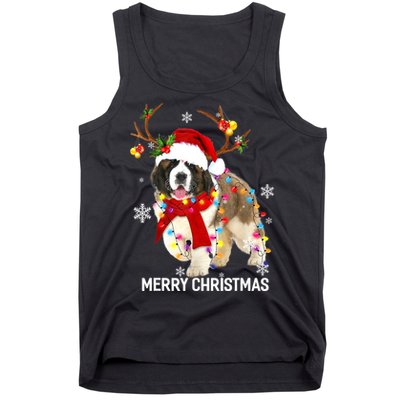 St Bernard Reindeer Xmas Light Christmas Ornaments Xmas Dog Tank Top
