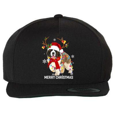 St Bernard Reindeer Xmas Light Christmas Ornaments Xmas Dog Wool Snapback Cap