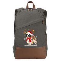 St Bernard Reindeer Xmas Light Christmas Ornaments Xmas Dog Cotton Canvas Backpack