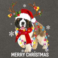 St Bernard Reindeer Xmas Light Christmas Ornaments Xmas Dog Cotton Canvas Backpack