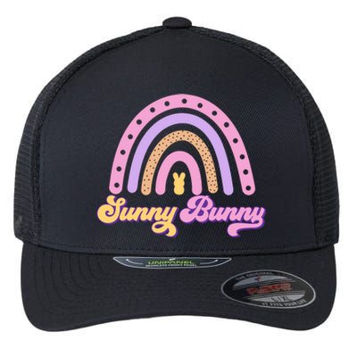 Sunny Bunny Rainbow Easter Flexfit Unipanel Trucker Cap