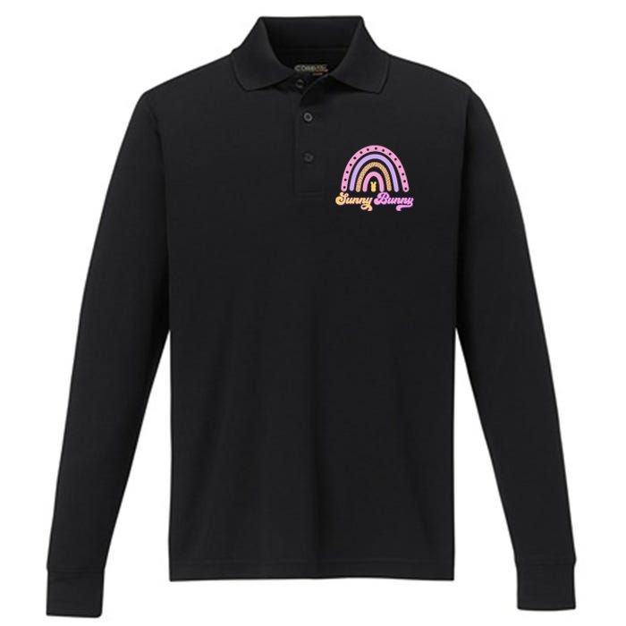 Sunny Bunny Rainbow Easter Performance Long Sleeve Polo