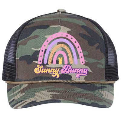 Sunny Bunny Rainbow Easter Retro Rope Trucker Hat Cap