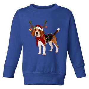 Santa Beagle Reindeer Light Christmas Gift Toddler Sweatshirt