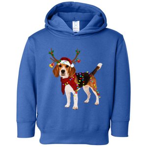 Santa Beagle Reindeer Light Christmas Gift Toddler Hoodie