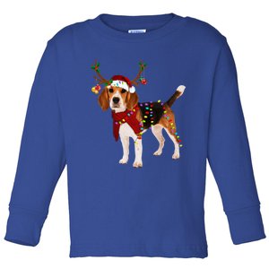 Santa Beagle Reindeer Light Christmas Gift Toddler Long Sleeve Shirt