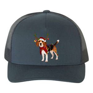 Santa Beagle Reindeer Light Christmas Gift Yupoong Adult 5-Panel Trucker Hat