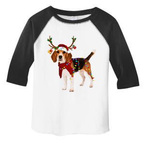 Santa Beagle Reindeer Light Christmas Gift Toddler Fine Jersey T-Shirt