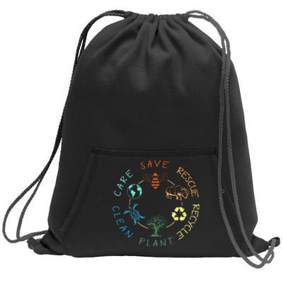 Save Bees Rescue Animals Recycle Plastic Earth Day 2024 Sweatshirt Cinch Pack Bag