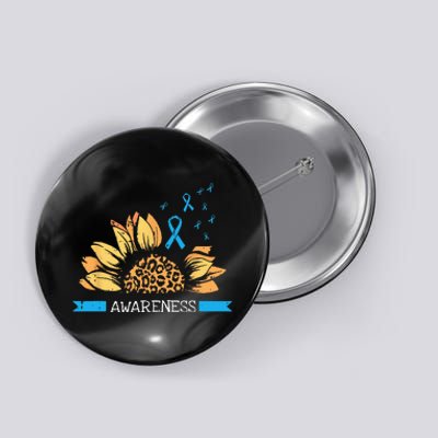 Sunflower Blue Ribbon Prostate Colon Cancer Awareness Gifts Button