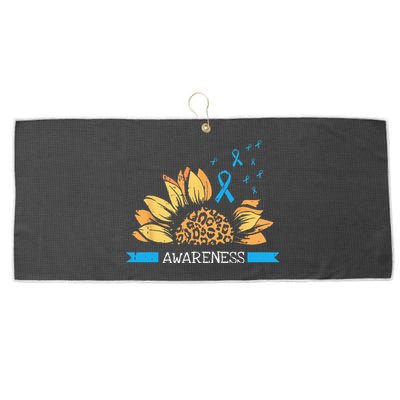 Sunflower Blue Ribbon Prostate Colon Cancer Awareness Gifts Large Microfiber Waffle Golf Towel