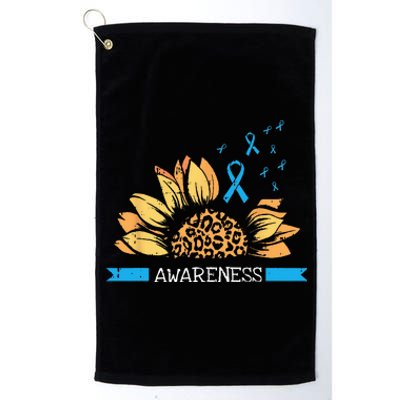 Sunflower Blue Ribbon Prostate Colon Cancer Awareness Gifts Platinum Collection Golf Towel