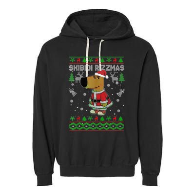 Ski Bidi Rizzmas Christmas Rizz Santa Ugly Christmas Sweater Garment-Dyed Fleece Hoodie