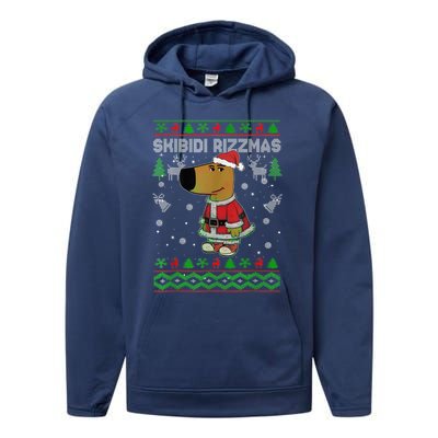 Ski Bidi Rizzmas Christmas Rizz Santa Ugly Christmas Sweater Performance Fleece Hoodie