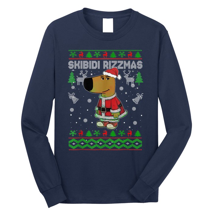 Ski Bidi Rizzmas Christmas Rizz Santa Ugly Christmas Sweater Long Sleeve Shirt