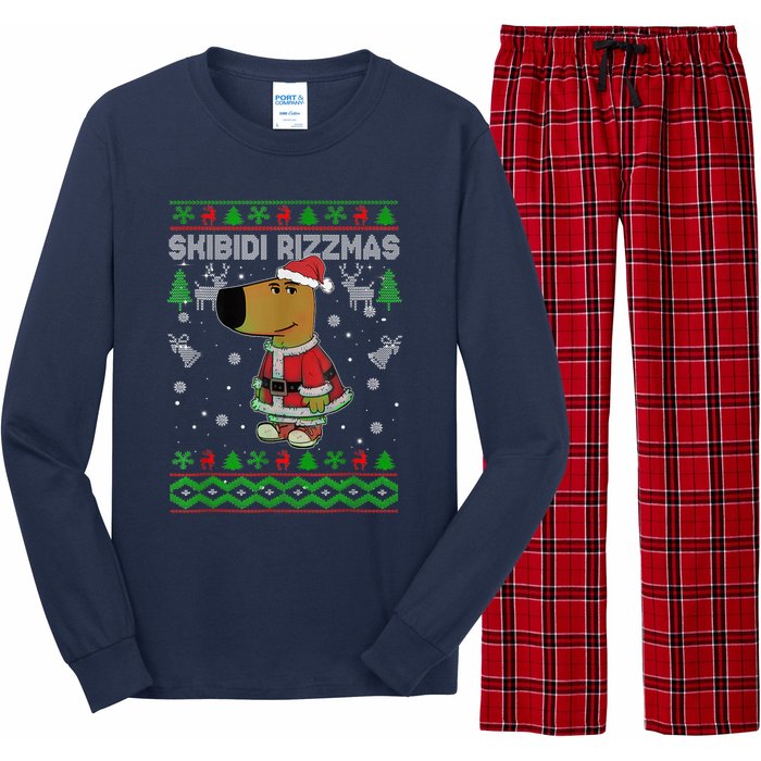 Ski Bidi Rizzmas Christmas Rizz Santa Ugly Christmas Sweater Long Sleeve Pajama Set