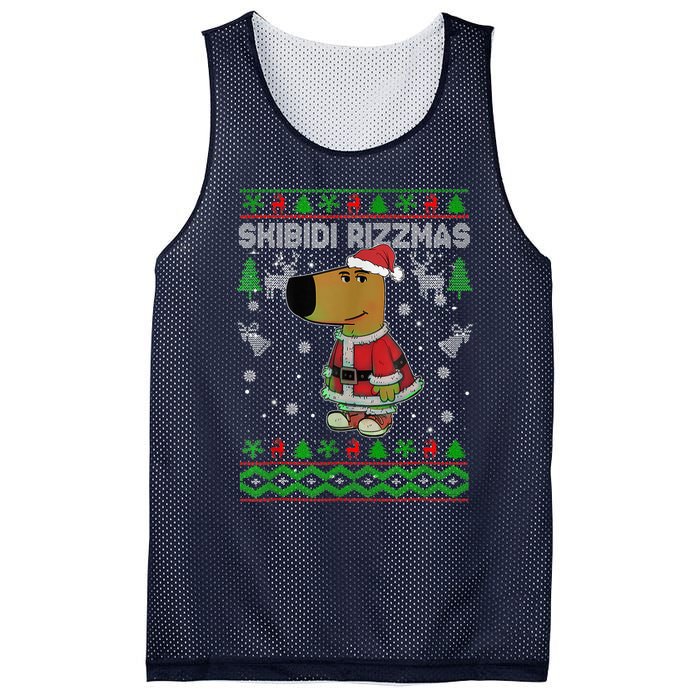 Ski Bidi Rizzmas Christmas Rizz Santa Ugly Christmas Sweater Mesh Reversible Basketball Jersey Tank