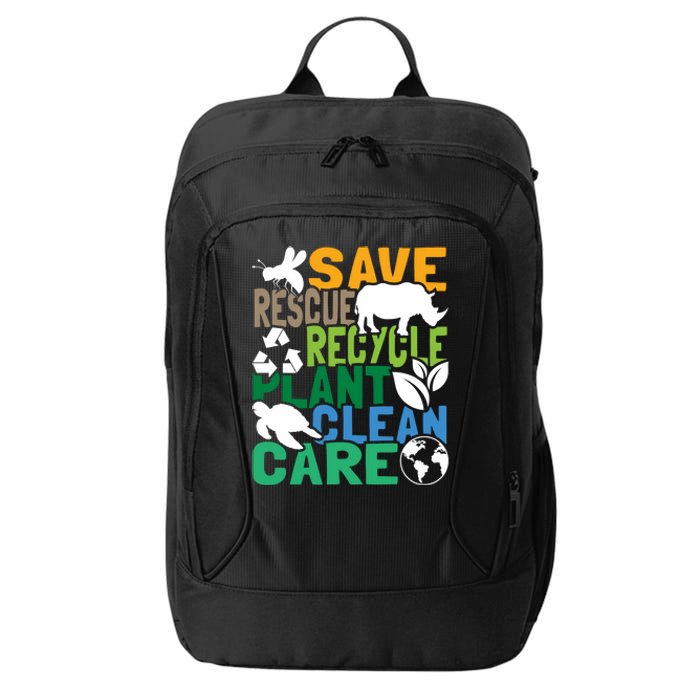 Save Bees Rescue Animals Recycle Plastic Earth Day City Backpack