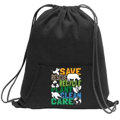 Save Bees Rescue Animals Recycle Plastic Earth Day Sweatshirt Cinch Pack Bag