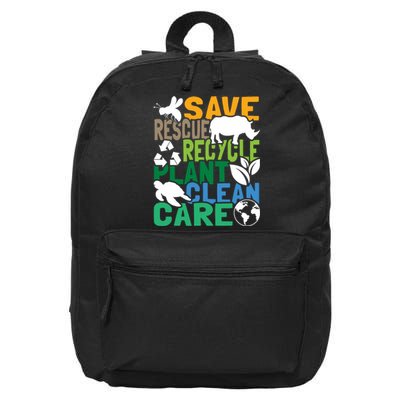 Save Bees Rescue Animals Recycle Plastic Earth Day 16 in Basic Backpack