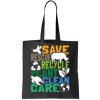 Save Bees Rescue Animals Recycle Plastic Earth Day Tote Bag