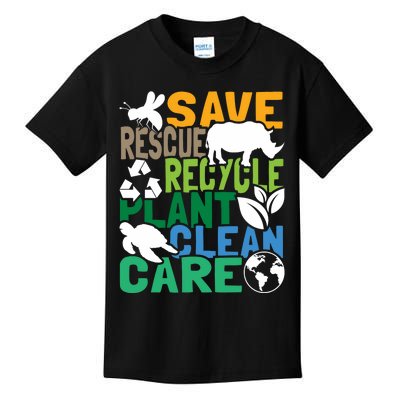 Save Bees Rescue Animals Recycle Plastic Earth Day Kids T-Shirt