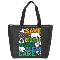 Save Bees Rescue Animals Recycle Plastic Earth Day Zip Tote Bag