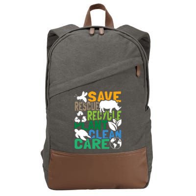 Save Bees Rescue Animals Recycle Plastic Earth Day Cotton Canvas Backpack