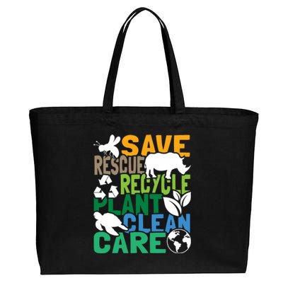 Save Bees Rescue Animals Recycle Plastic Earth Day Cotton Canvas Jumbo Tote