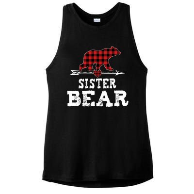 Sister Bear Red Plaid Gift Ladies PosiCharge Tri-Blend Wicking Tank