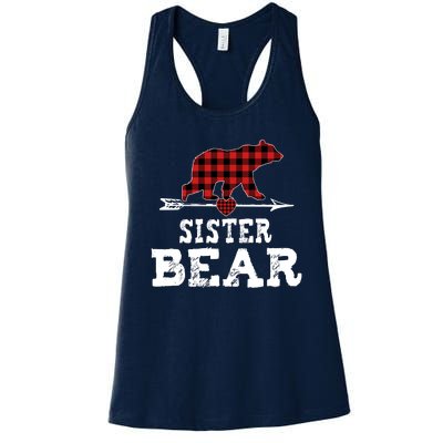 Sister Bear Red Plaid Gift Women's Racerback Tank