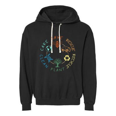 Save Bees Rescue Animals Recycle Plastic Earth Day 2024 Garment-Dyed Fleece Hoodie