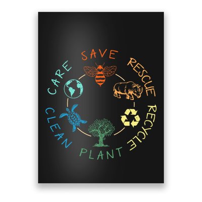 Save Bees Rescue Animals Recycle Plastic Earth Day 2024 Poster