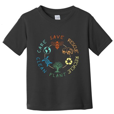 Save Bees Rescue Animals Recycle Plastic Earth Day 2024 Toddler T-Shirt