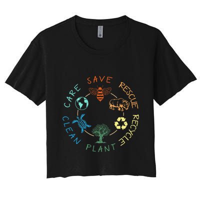 Save Bees Rescue Animals Recycle Plastic Earth Day 2024 Crop Top