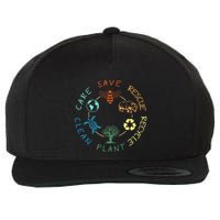 Save Bees Rescue Animals Recycle Plastic Earth Day 2024 Wool Snapback Cap