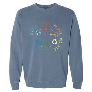 Save Bees Rescue Animals Recycle Plastic Earth Day 2024 Garment-Dyed Sweatshirt