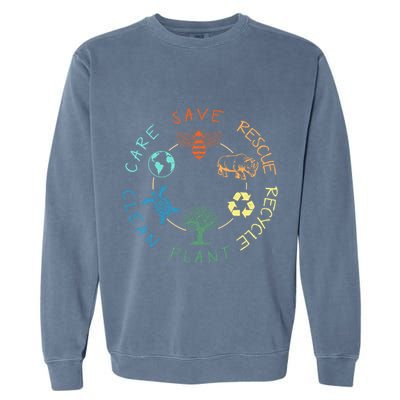 Save Bees Rescue Animals Recycle Plastic Earth Day 2024 Garment-Dyed Sweatshirt