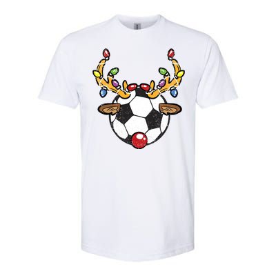 Soccer Ball Reindeer Christmas Pajama Xmas Lights Sport Softstyle CVC T-Shirt