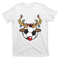 Soccer Ball Reindeer Christmas Pajama Xmas Lights Sport T-Shirt