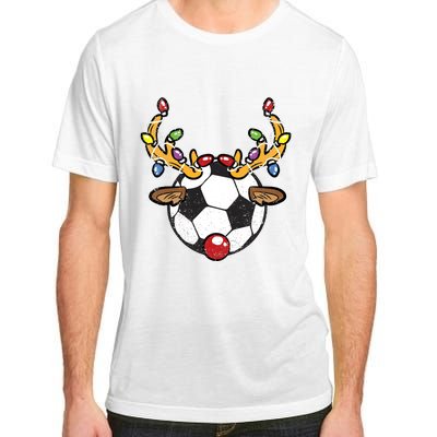 Soccer Ball Reindeer Christmas Pajama Xmas Lights Sport Adult ChromaSoft Performance T-Shirt