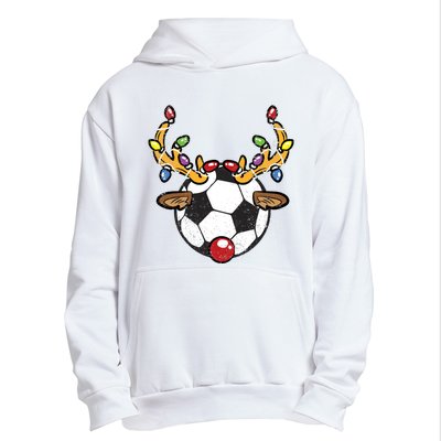 Soccer Ball Reindeer Christmas Pajama Xmas Lights Sport Urban Pullover Hoodie