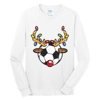 Soccer Ball Reindeer Christmas Pajama Xmas Lights Sport Tall Long Sleeve T-Shirt