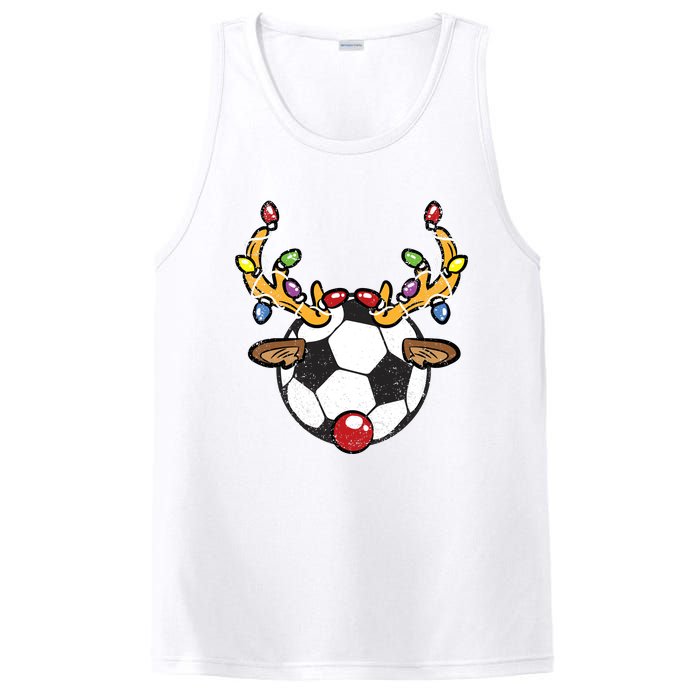 Soccer Ball Reindeer Christmas Pajama Xmas Lights Sport PosiCharge Competitor Tank