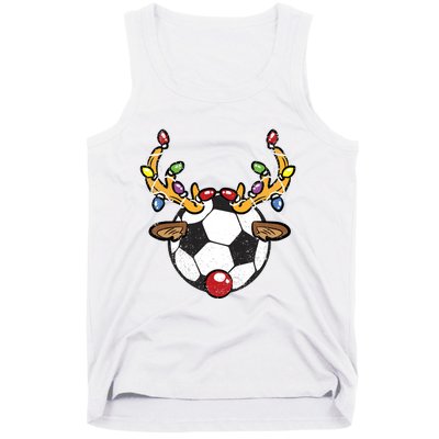 Soccer Ball Reindeer Christmas Pajama Xmas Lights Sport Tank Top