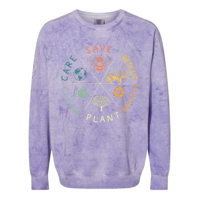 Save Bees Rescue Animals Recycle Plastic Earth Day Vintage Colorblast Crewneck Sweatshirt