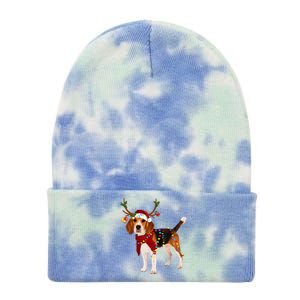 Santa Beagle Reindeer Light Christmas TShirt Tie Dye 12in Knit Beanie