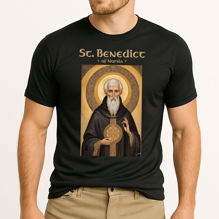 St Benedict Roman Catholic Icon Vintage Cooling Performance Crew T-Shirt