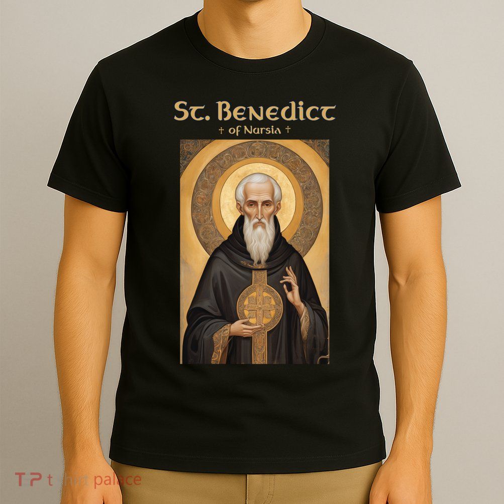 St Benedict Roman Catholic Icon Vintage T-Shirt