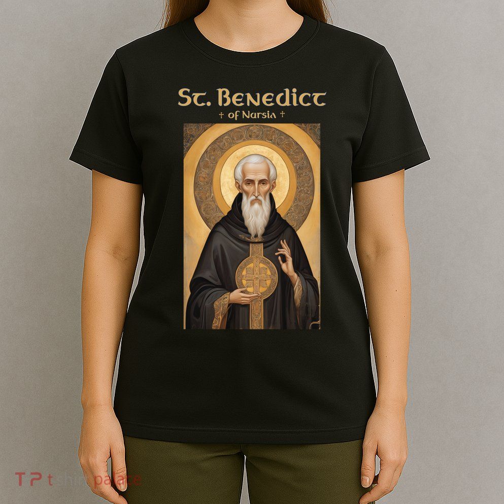 St Benedict Roman Catholic Icon Vintage T-Shirt